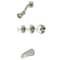 Kingston Brass KB236PXPN Three-Handle Tub and Shower Faucet, Polished Nickel KB236PXPN - alternate 1